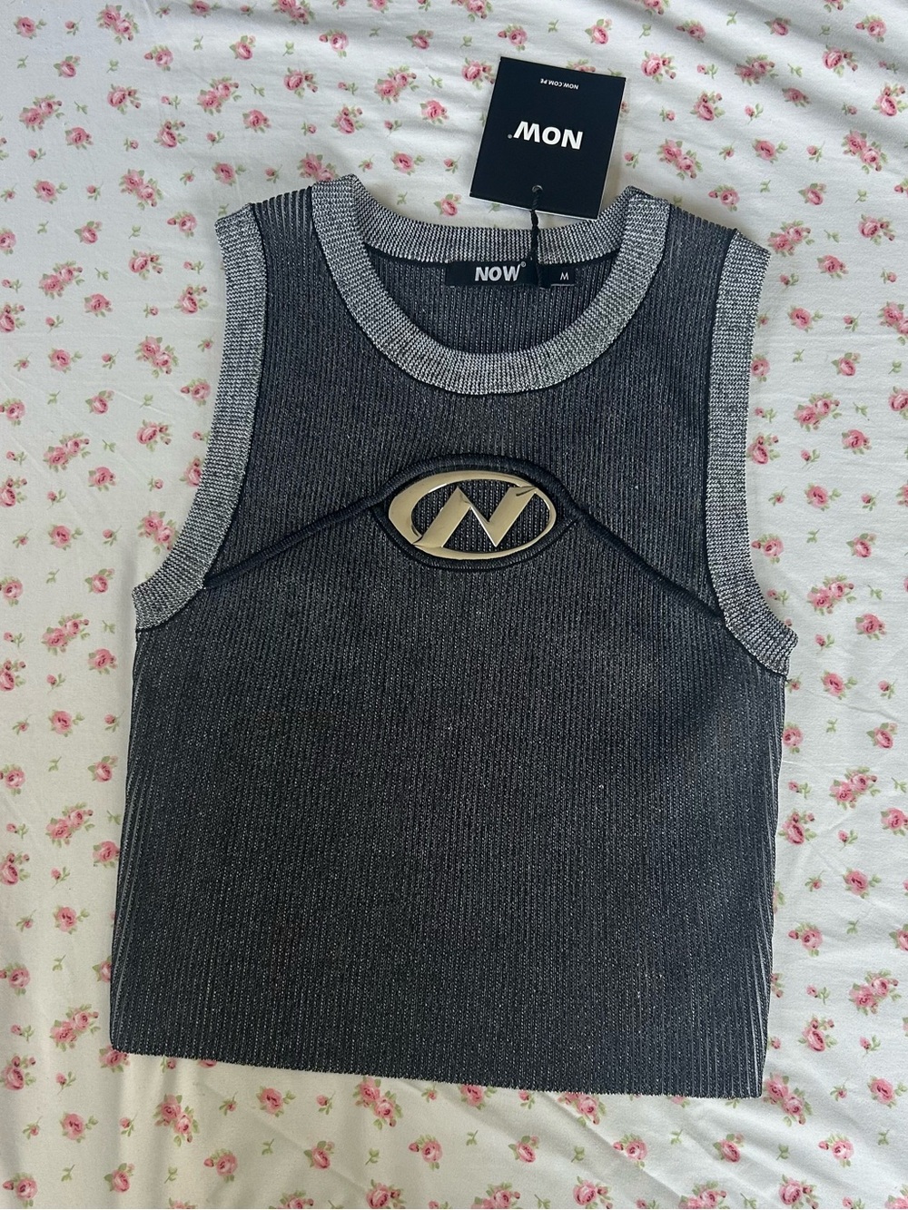 NOW Sleeveless Knit Logo Tank - Charcoal & Light Gray